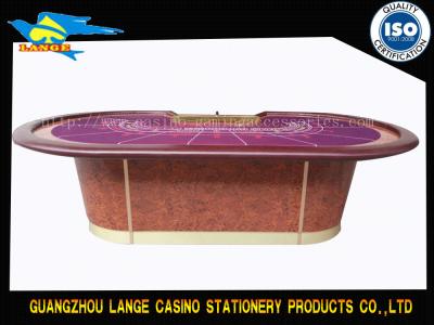 China Deluxe Light Red Punto Banco Poker Card Table Booming Camphor Wood 8 Seats for sale