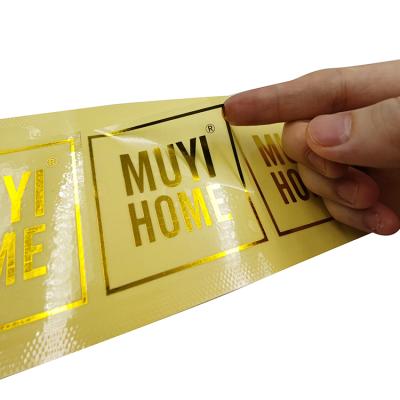 China New Product Clear Gold Foil Sticker Waterproof Hot Stamping Waterproof Listing Gold Foil Custom Printing Stickers Label for sale