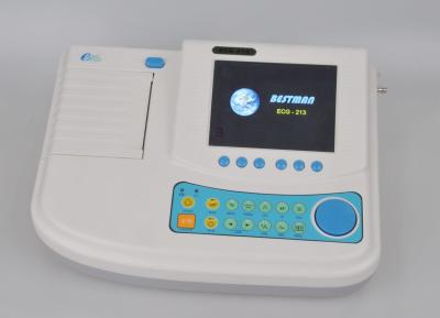 China BESTMAN ECG-213 3/6/12 Channel Plastic Electrocardiogram Machine Digital Electrocardiograph Machine Plastic TFT LCD Display for sale