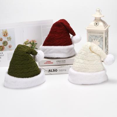 China Christamas Home Decor 2021 Unisex Bold Lines Knit Christmas Party Hat Winter Knitted Santa Hat for sale