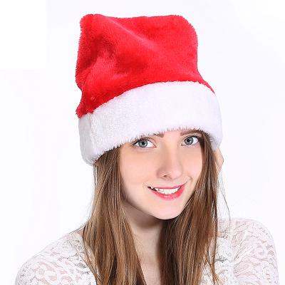 China 2021 Christamas Home Decoration Adults Plush Velvet Christmas Hat For Party Red White Hat For Xmas Santa Hat For Kids for sale