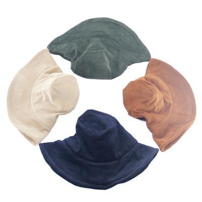 China Breathable Outdoor Adult Fisherman Hat Solid Color Winter Comfort Designer Corduroy Reversible Bucket Hat for sale