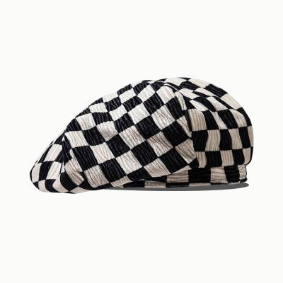 China 2021 Hot Selling Custom Painter Cap French Corduroy Striped Black And White Beret For Ladies for sale