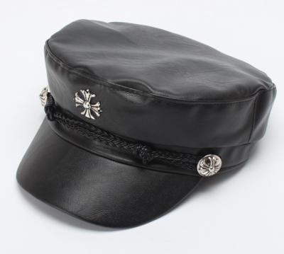 China Leather Picture Aviator Hat Black Beret Hat For Men for sale