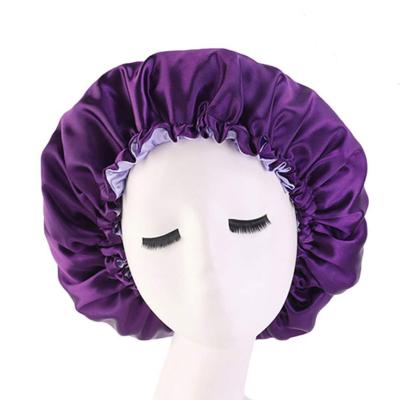 China Double Layer Breathable Satin Hood Designer Headbands Adjustable Satin Silk Hat For Sleeping Hair Hood for sale