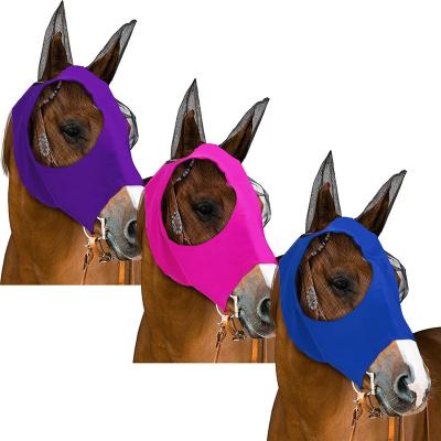 China Durable 2021 Best Seller Standard PVC Horse Mask Ventilated Prevent Horse Fly Mask With Mesh Ears for sale