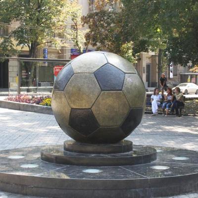 China Outdoor Large Size Bronze Statue Decoration Europe Landscape Football Brass Sculpture for sale