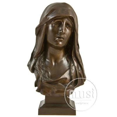 China Life Size Bronze Virgin Mary Bust Our Lady Europe Home Decor Sculpture for sale