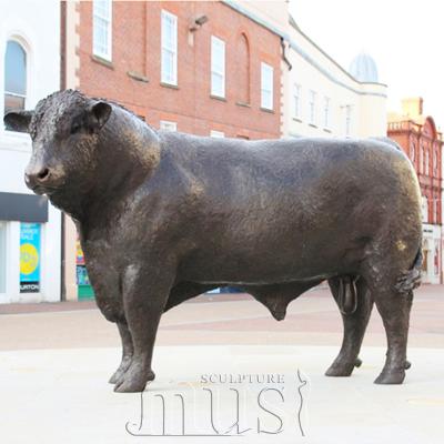 China Western Craft Angus Bull Sculpture Europe Style Garden Decoration Life Size Bronze Statue for sale