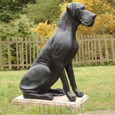 China Life Size Bronze Sitting Big Dane Dog Europe Garden Park Front Door Decoration Use Metal Craft Sculpture for sale