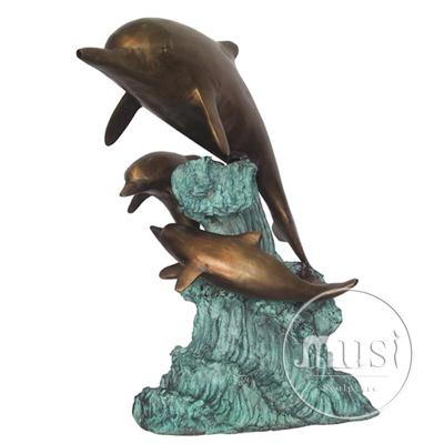 China Europe Yard Decoration Two Life Size Bronze Dolphin Fountain Statues For Swimming Pools for sale