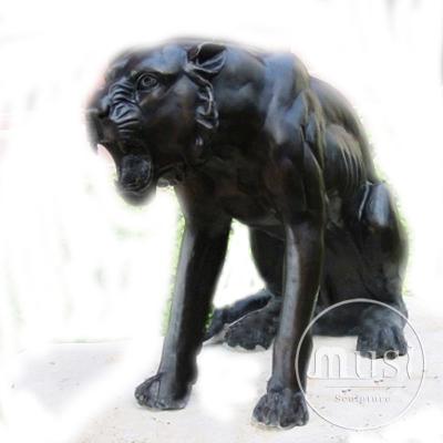 China Outdoor Europe Decoration Life Size Bronze Plush Black Panther for sale