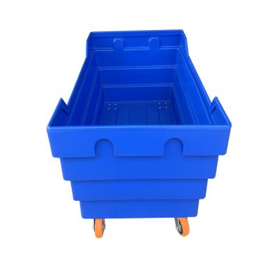 China Factory Plastic commercial laundry trolley carts  with silent wheel support OEM color and size for sale