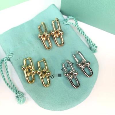 China 2021 Hot Selling Nickel Free Institut Popular Fashion Trend The Same Fashionable Tfny Family Stainless Steel U-shaped Earrings for sale