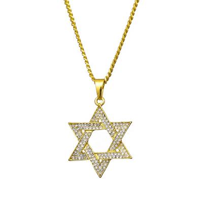 China Hip Hop Nickel Free Iced Out Star Of David Men's Pendant Jewelry Necklace For for sale