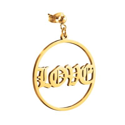 China Nickel Free Gold Plated Round Circle Personalized Personalized Name Circle Letter Stainless Steel Engraved Initial Earrings Jewelry For Women for sale