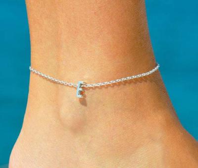 China Beach Nickel Free Ankle Chain Fashion Style Simple Stainless Steel Letter Anklets Foot Jewelry for sale