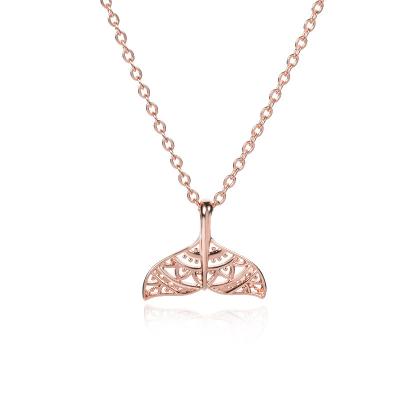 China New Design Lead Free Nickel Free Stainless Steel Hollow Out Whale Tail Pendant Necklace for sale