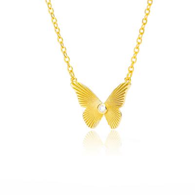 China New Fashion 18k Cubic Zirconia Stainless Steel Lead Free Nickel Free Gold Plated Butterfly Necklace for sale