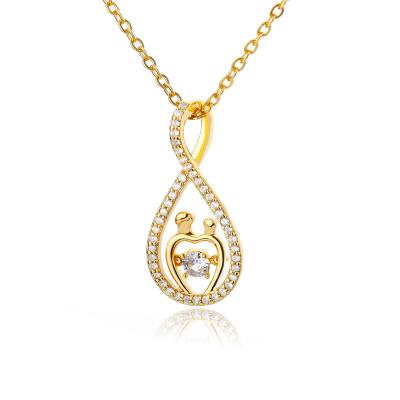 China New Fashion 18k Lead Free Nickel Free Gold Plated Stainless Steel Infinity Cubic Zirconia Pendant Love Necklace Jewelry for sale