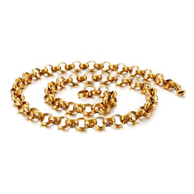 China Hiphop 18k Gold PVD Plated Chains Stainless Steel Cuban Link Chain for sale