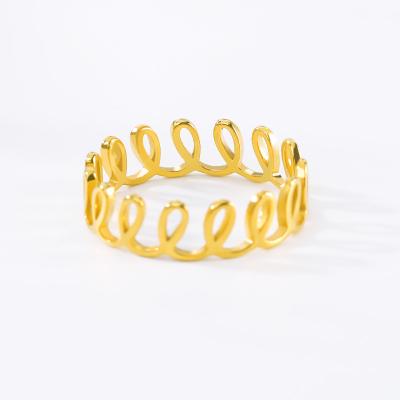 China New Fashion Lead Free Nickel Free 18k Gold Plated Line Stainless Steel Simplicity Twist Ring for sale