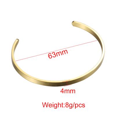 China CLASSIC 18k Gold Plated Stainless Steel Sublimation Engravable Jewelry Blanks Laser Engrave Cuff Bangle Bracelet Custom for sale