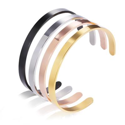 China CLASSIC 18k Gold PVD Plated Stainless Steel Sublimation Engravable Jewelry Blanks Laser Engrave Bangle Bracelet for sale