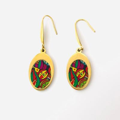 China High Quality TRENDY Gold Star Personalized Style Colorful Enamel Hanging Earrings Dangle Drop Earrings for sale