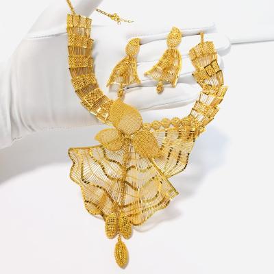 China Fashionable Star Gold Jewelry African Gold Color Dubai High Quality Luxury Gold Plated Jewelry Sets for sale