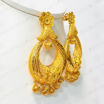 China Factory Wholesale Jewelry TRENDY Gold Star Rose Design Circle Brass Drop Earring For Women for sale