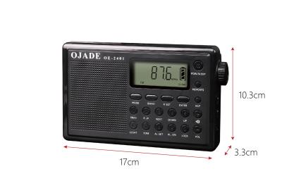 China ABS plastic rechargeable fm radio lcd display Type-C charger Jack with AUX jack for sale