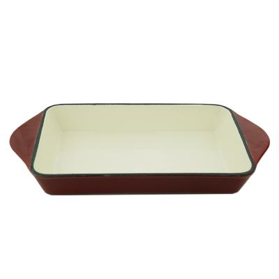 China Sustainable High Quality Cast Iron Enamel Dish Rectangular Casserole for sale