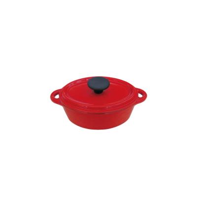 China Cast Iron Viable Oval Enamel Mini Cooking Pot for sale