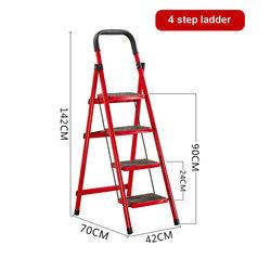 China Koolstof die de Rode Ladder van het 4 Stappenaluminium van de Stapladder vouwen Te koop