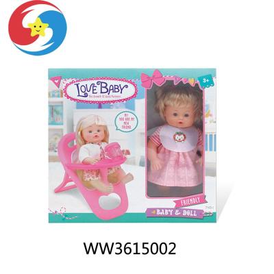 China factory direct toy beautiful 12 inch pretend real baby dolls with folding chair 67.5X38X78CM for sale