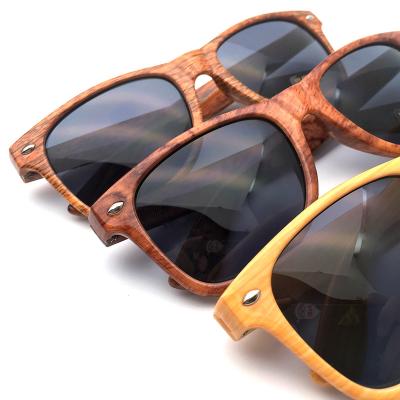 China Promotional OEM GLASS Sunglasses Shades Custom Print High Quality Custom Made Bamboo Wooden Grain Glass Sunglasses Wholesale Bamboo Sunglasses Shades for sale