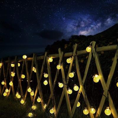 China Solar Powered Lightweight Outdoor Fairy Garden Bubble String Crystal Ball Lights Holiday Party Decoration String Light for sale