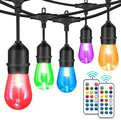 China 48FT RGB LED String Lights Waterproof RGB Patio Cafe String Lights Multicolor Dimmable Lights Commercial Waterproof Shatterproof String Light for sale