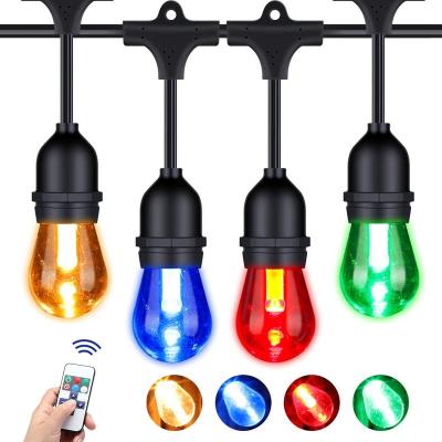 China 48FT RGB LED String Lights Multicolor Vintage Edison s14 Bulbs Outdoor Waterproof LED String Lights Waterproof and Connectable Decor Light Ideal for Christmas Wedding for sale