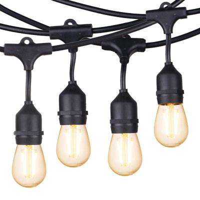 China Solar S14 Led String Light Unbreakable Outdoor String Light S14 With 15 Vintage Edison Bulbs Commercial Graden Dimmable LED Patio Lights Decoration for sale