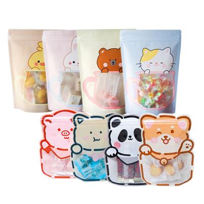 China Custom Design Cute Cartoon Plastic Food Packet Moisture Proof Cute Stand Up Pouch With Zipper Lock for sale