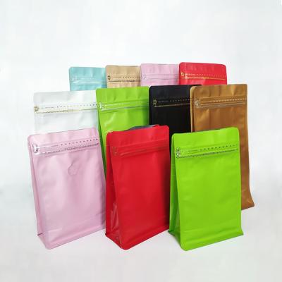 China Moisture Proof In Stock And Custom Plastic Flat Bottom Resealable Ziplock Coffee Zipper Aluminum Foil Pouches Packaging Bags With Air Valve for sale