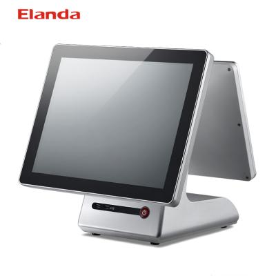 China Elanda screen all double in one capacitive touch screen pos terminal with 64GB SSD (128GB customer display option for sale