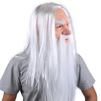 China Made Of Latex Material Adults Scary Horror Harm Cosplay Party Masquerade Old Man Mask Realistic Face And Neck Full Length Halloween for sale