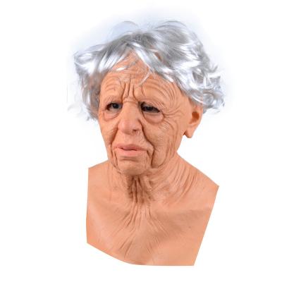 China Rendering Masquerade Scary Grandma Party Cosplay Latex Material Funny Horror Halloween Masks For Adults Women Realistic for sale