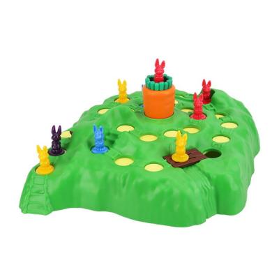 China Early Educational Toy Plastic Carrot Pull Race Rabbit Cartoon Puzzle Table Rabbit Trap Game Interaction for sale