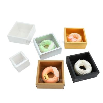 China Recycled Materials Custom Clear Lid And Base Style Food Biscuit Donuts Packaging Boxes Cardboard Paper Drawer Boxes for sale