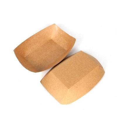 China Recycled Custom Disposable Fat Tray Parties Picnic Packing Kraft Heavy Duty Serving Materials Fast Food Dish Cardboard Paper Boat for sale