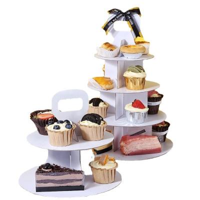 China Recycled Materials Wholesale 2/4 Tiers Cupcake Display Stand Paper Cake Tower Birthday Party Wedding Decoration for sale